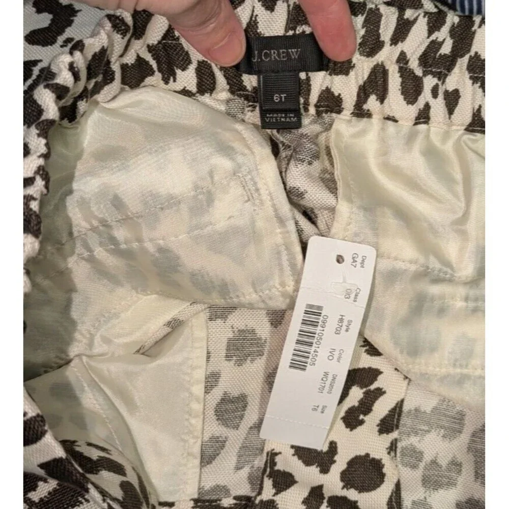 J. Crew Tan Black Leopard Print Linen-Blend Tall 